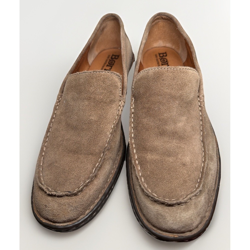 Born Suede Slip On Casual Loafers Khaki Mens Shoes Size US 8.5 | EU 42